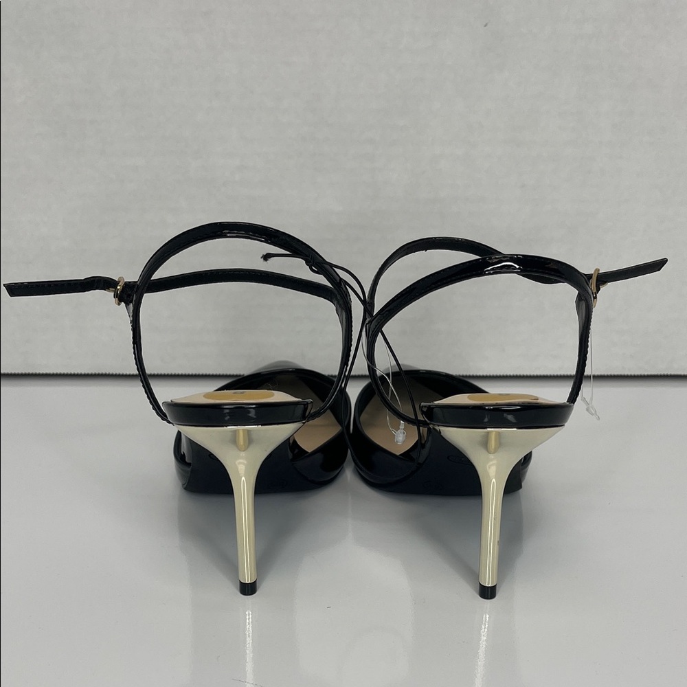Nine West Glossy Black Heels with Gold Accents - Picture 5 of 8